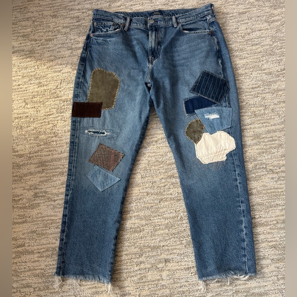 RALPH LAUREN PATCHWORK BOHEMIAN BOYFRIEND JEANS SIZE 32 - Picture 4 of 8